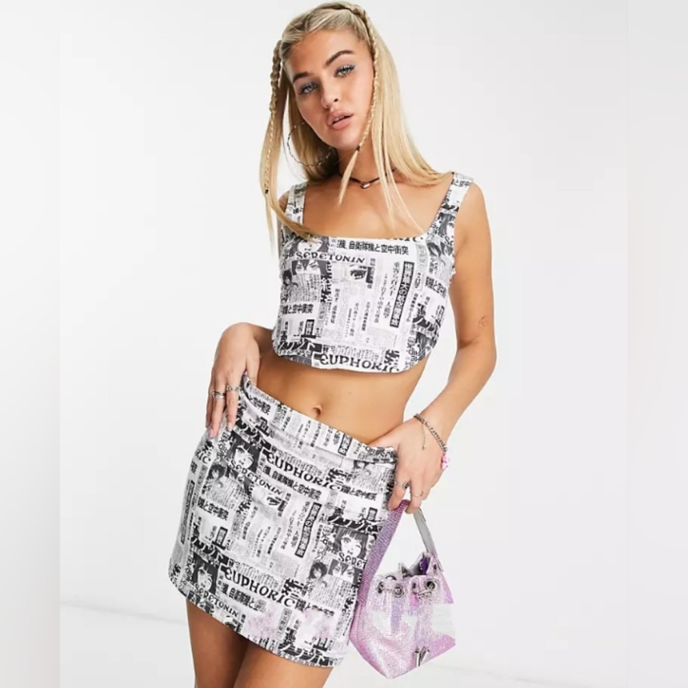 NOISY MAY Mini Skirt only size S. Bright white/Euphoria